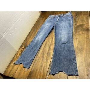 Rag & Bone Casey High Rise Ankle Flare Jeans Size 29 Blue Denim Raw Hem